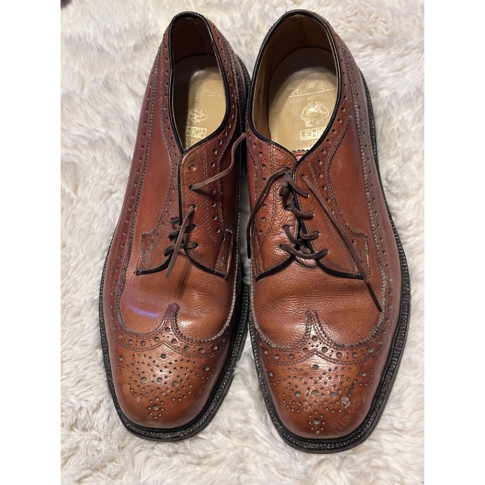NETTLETON Lehigh Wingtip Oxford Dress Shoes Leather Brown Brogue Menswear